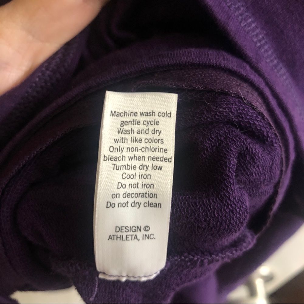 Athleta Full Zip Detachable Peplum Hem Purple Sweatshirt Size Medium - Picture 7 of 8
